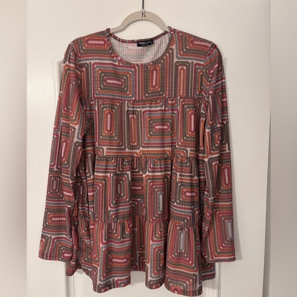 NWOT- Tiered Babydoll Jewel Toned Top